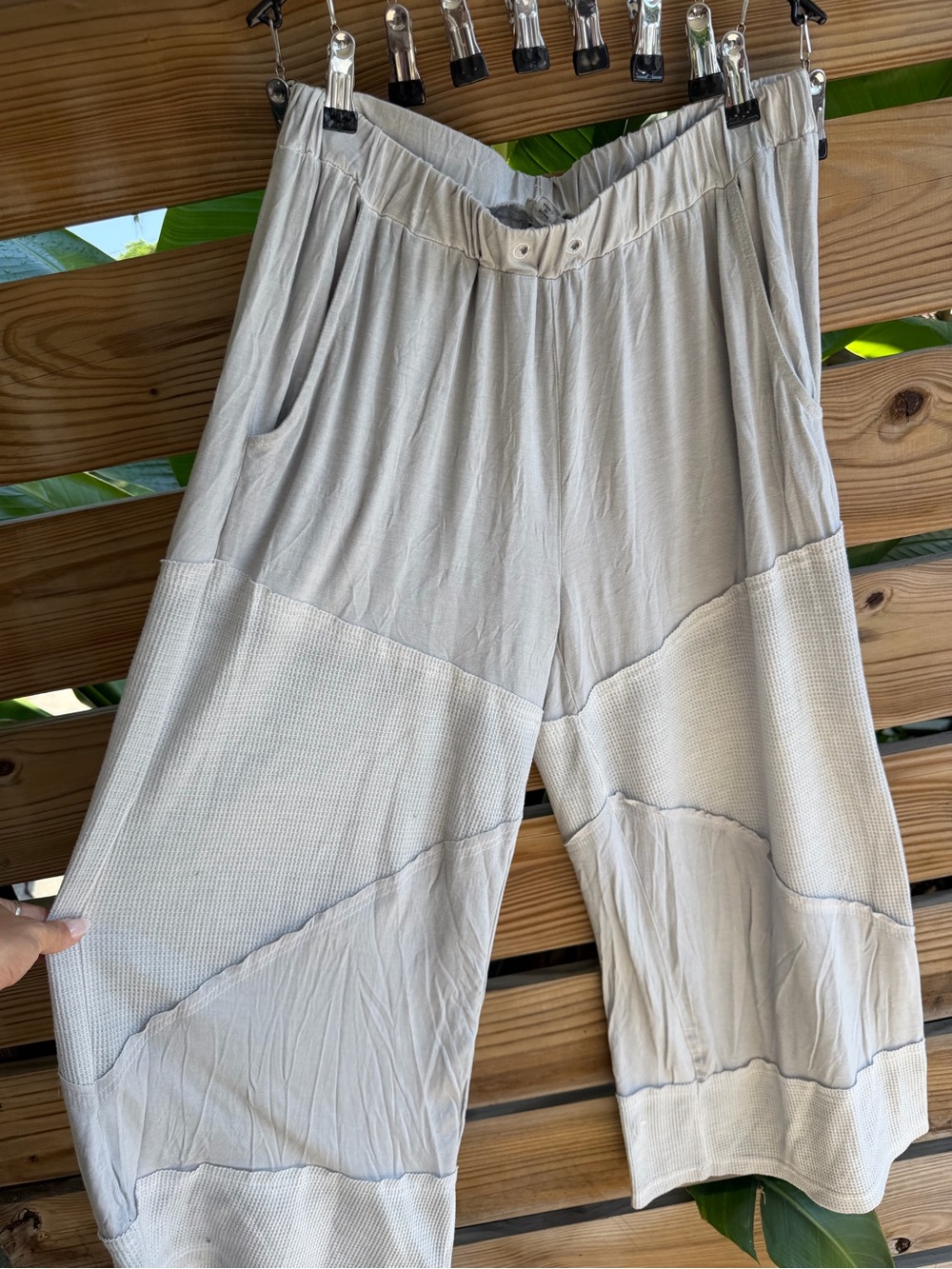 POL Light Gray Patchwork Jogger Pants